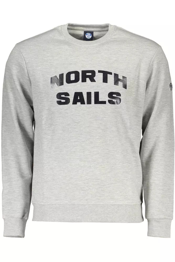 North Sails Elegant Gray Round Neck Cotton Blend Sweatshirt North Sails