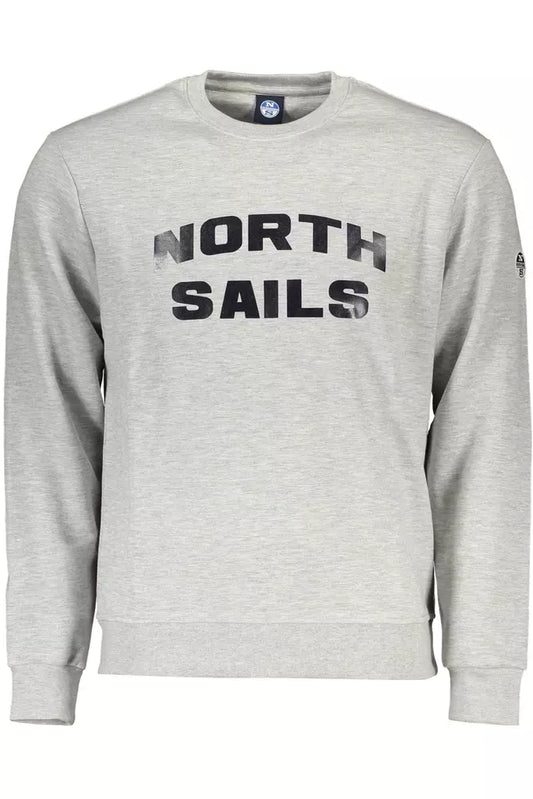 North Sails Elegant Gray Round Neck Cotton Blend Sweatshirt North Sails