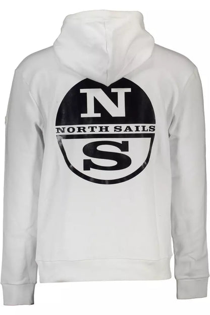 North Sails Sleek White Hooded Sweatshirt with Logo Print North Sails