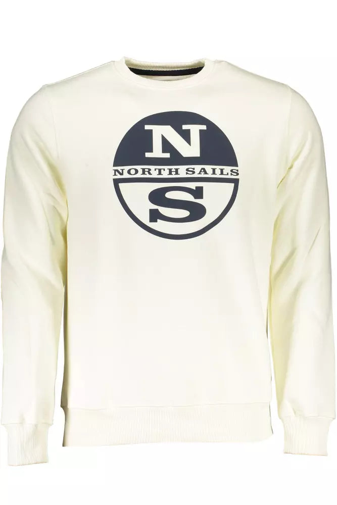 North Sails Elegant White Round Neck Sweatshirt North Sails