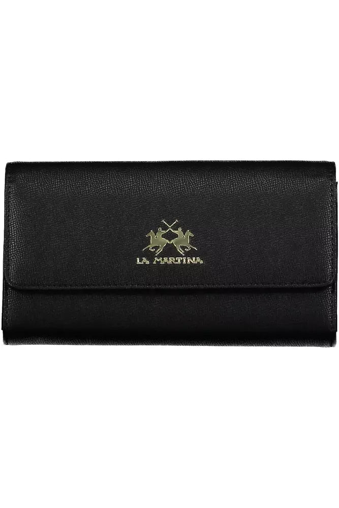 La Martina Elegant Black Polyethylene Wallet with Logo La Martina