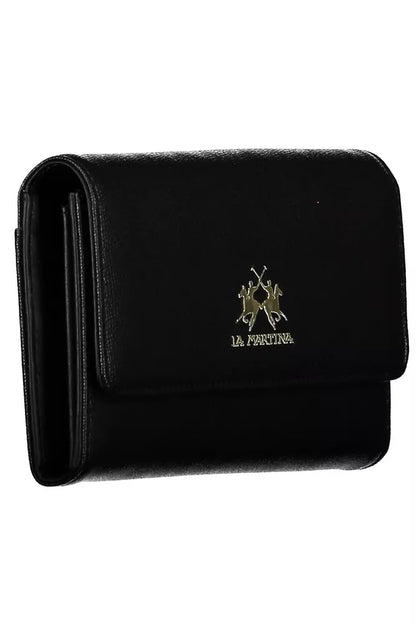 La Martina Elegant Black Polyethylene Wallet with Logo La Martina