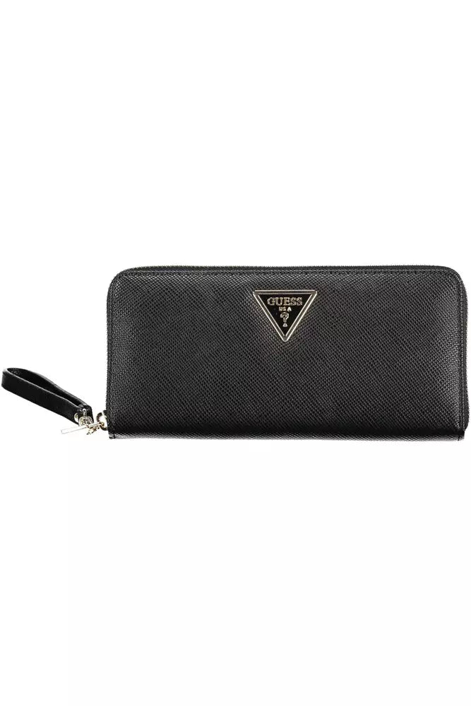 Guess Jeans Elegant Black Polyethylene Wallet with Coin Purse Guess Jeans