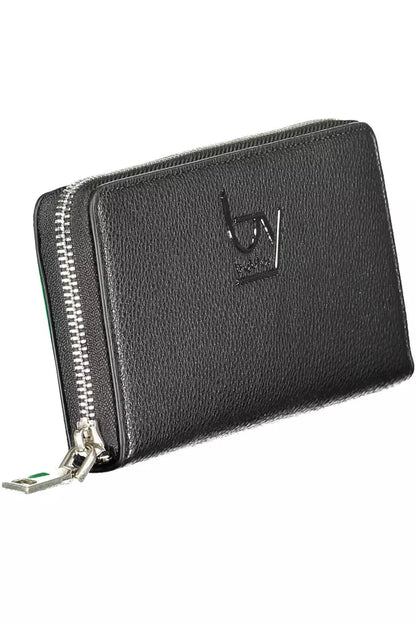 BYBLOS Elegant Black Polyethylene Wallet with Zip Closure BYBLOS