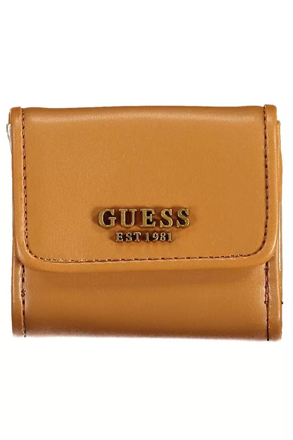 Guess Jeans Chic Brown Snap Wallet with Contrast Detailing Guess Jeans