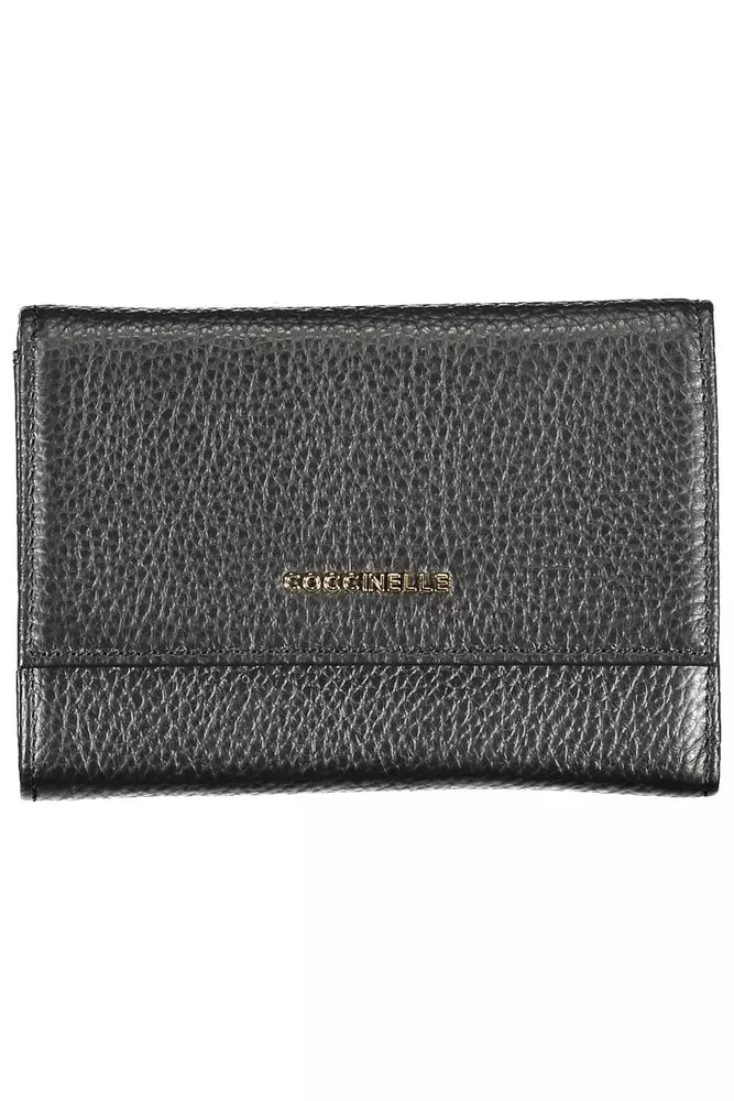 Coccinelle Chic Black Leather Wallet with Multiple Compartments Coccinelle