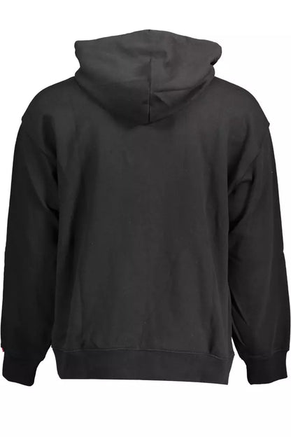 Levi's Sleek Black Cotton Hoodie with Embroidered Logo Levi's