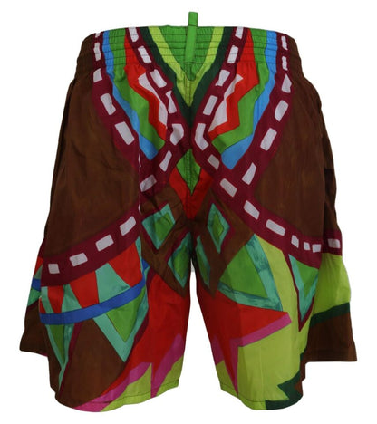 Dsquared² Multicolor Print Swim Shorts Boxer Style Dsquared²