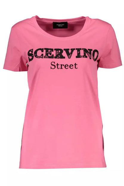 Scervino Street Chic Pink Embroidered Tee with Contrasting Details Scervino Street