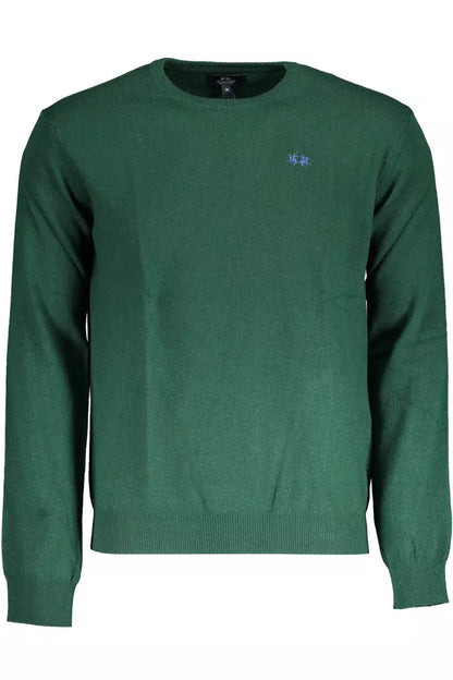 La Martina Elegant Green Embroidered Sweater La Martina