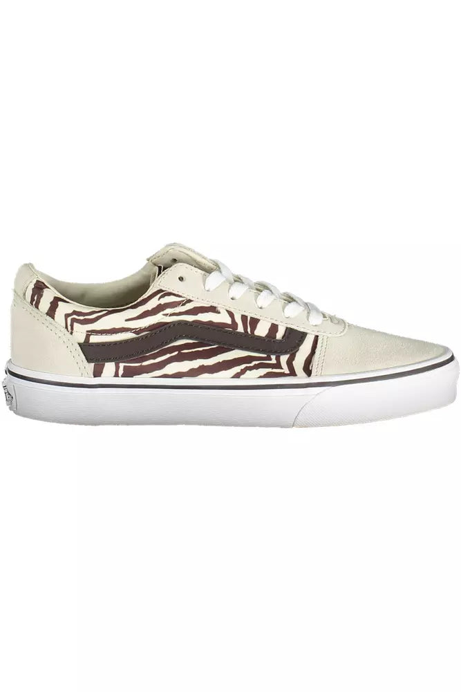 Vans Beige Lace-Up Sneaker with Contrasting Detail Vans