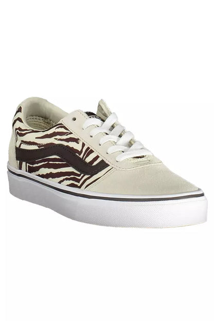 Vans Beige Lace-Up Sneaker with Contrasting Detail Vans