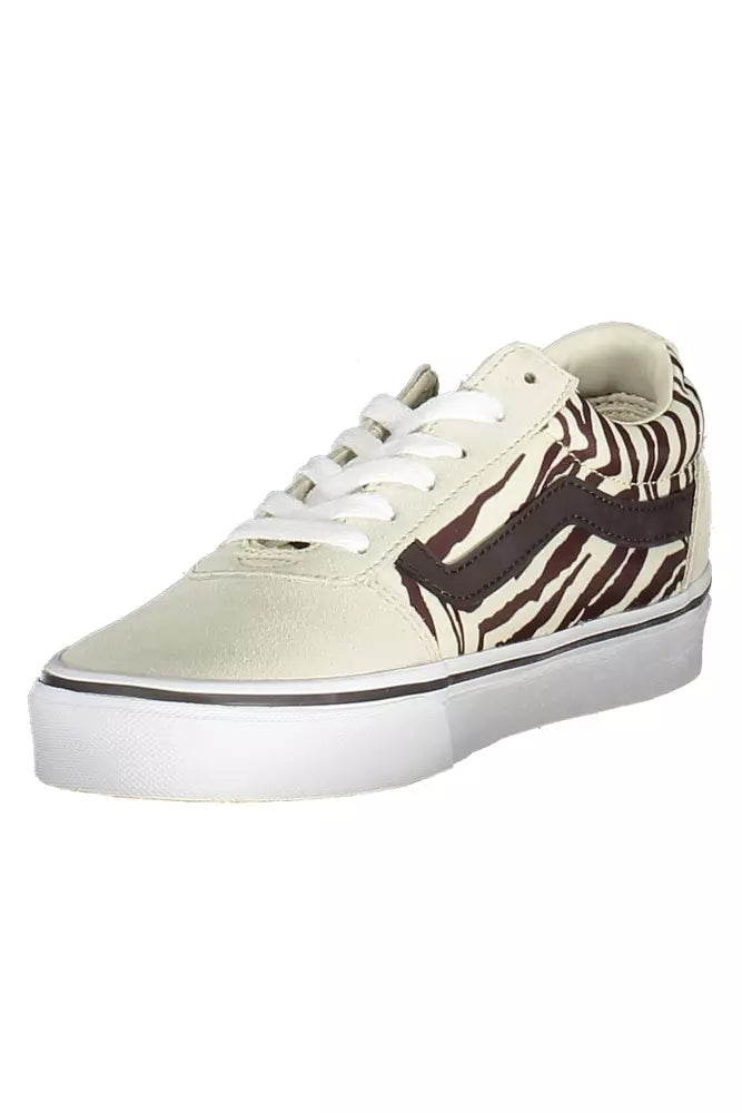 Vans Beige Lace-Up Sneaker with Contrasting Detail Vans