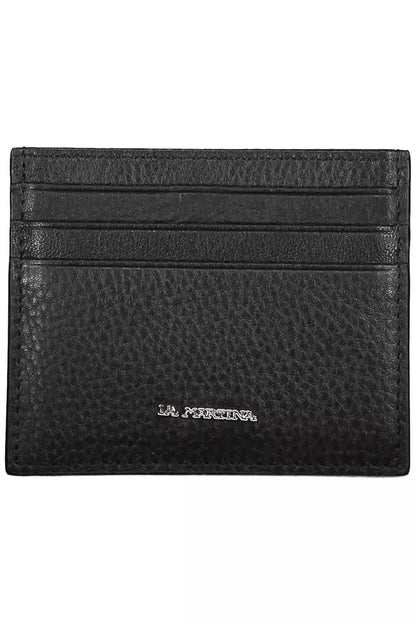 La Martina Sleek Black Leather Card Holder La Martina