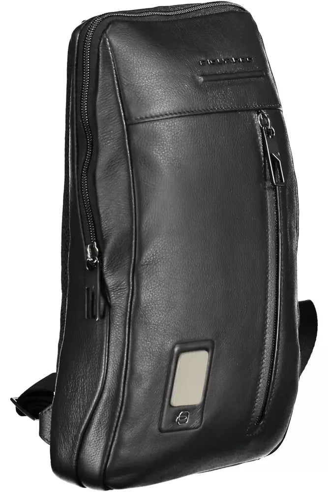 Piquadro Sleek Black Leather Shoulder Bag with Laptop Space Piquadro