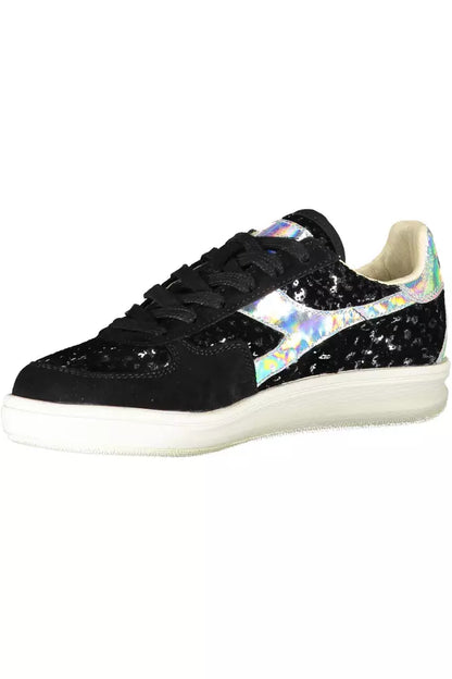 Diadora Chic Black Lace-Up Sneakers with Contrasting Details Diadora