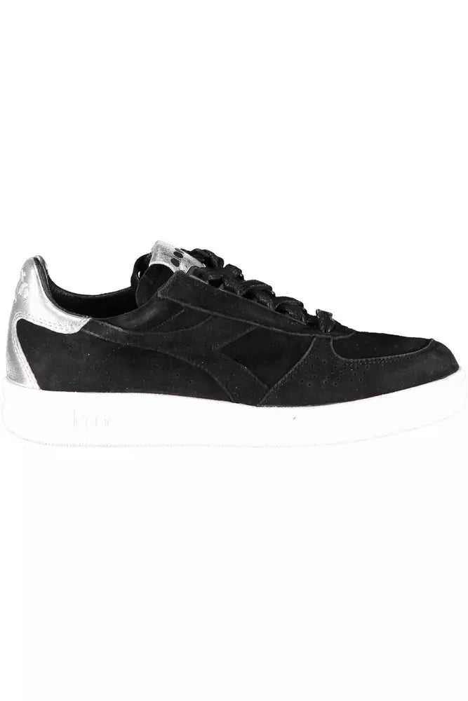 Diadora Elegant Black Leather Sneakers with Lace Details Diadora