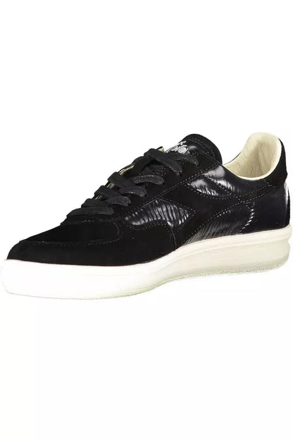 Diadora Elegant Black Sneakers with Swarovski Crystals Diadora