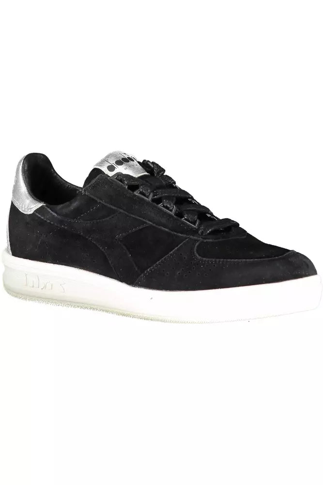 Diadora Elegant Black Leather Sneakers with Lace Details Diadora