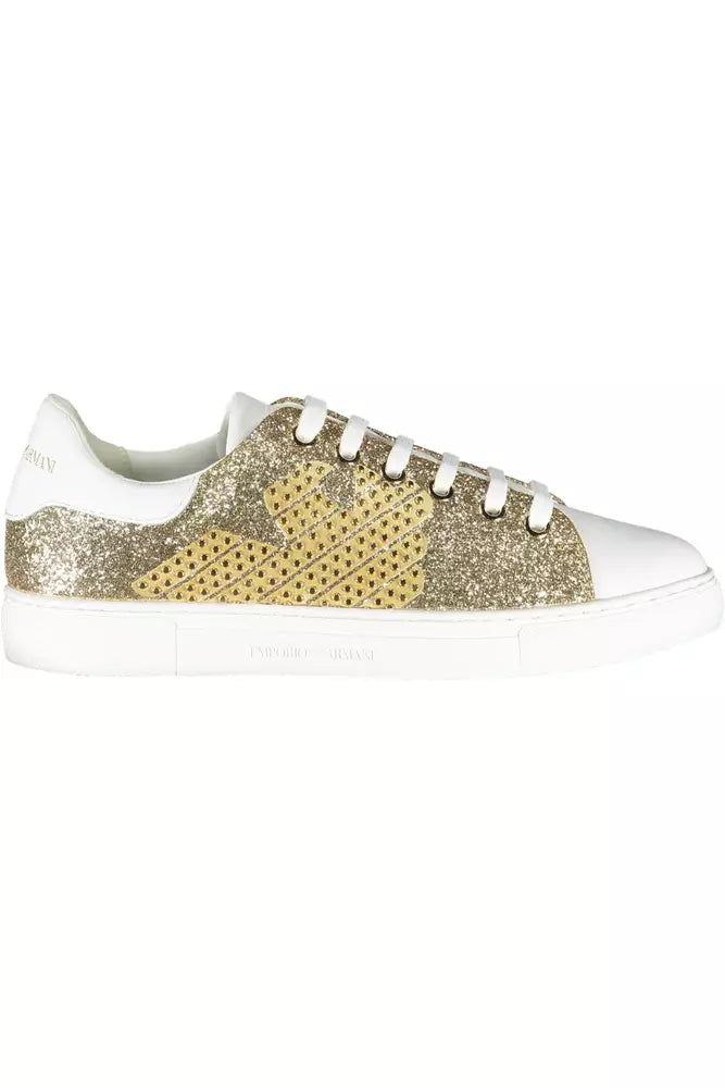 Emporio Armani Gleaming Gold Lace-Up Sport Sneakers Emporio Armani