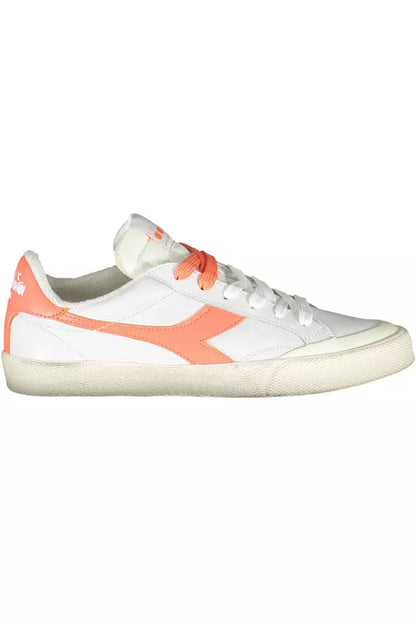 Diadora Elegant White Leather Lace-Up Sneakers Diadora