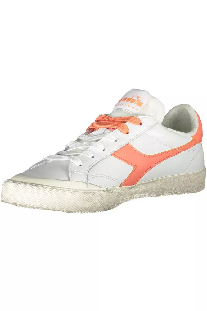 Diadora Elegant White Leather Lace-Up Sneakers Diadora