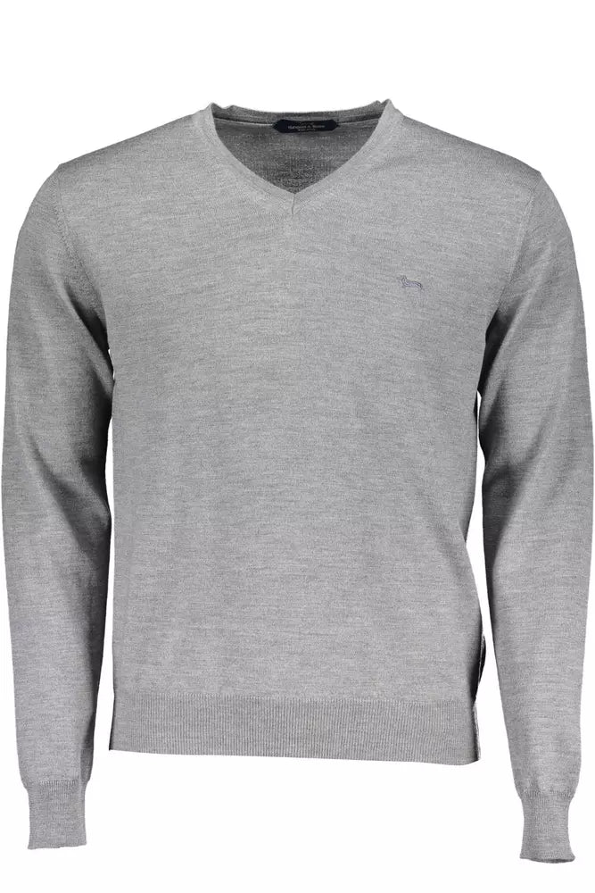 Harmont & Blaine Elegant V-Neck Wool Sweater in Gray Harmont & Blaine