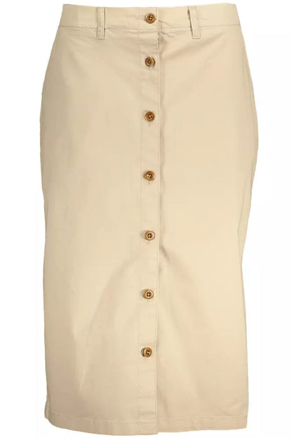 Gant Chic Beige Longuette Skirt with Classic Button Detail Gant