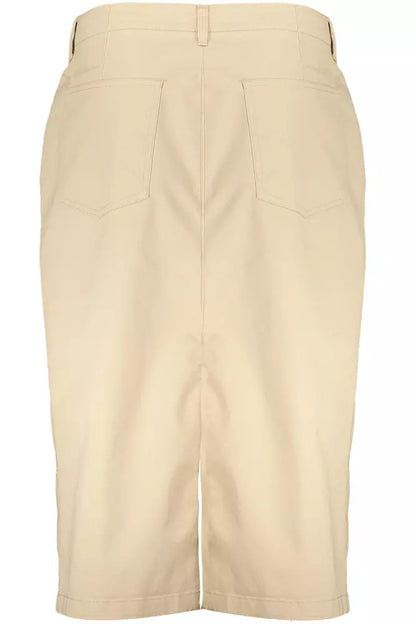 Gant Chic Beige Longuette Skirt with Classic Button Detail Gant