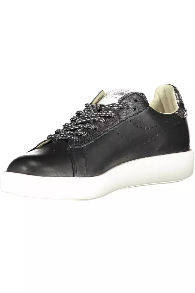 Diadora Chic Black Contrast Sole Lace-Up Sneakers Diadora