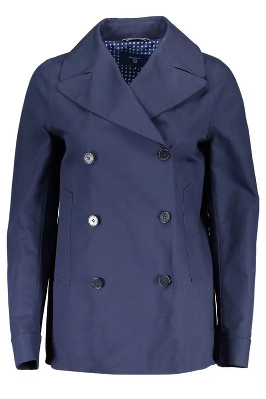 Gant Chic Blue Cotton Sports Jacket with Logo Detail Gant