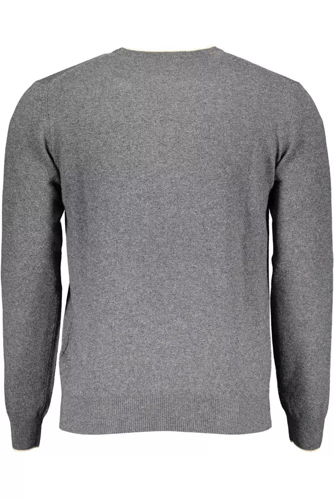 Harmont & Blaine Elegant Gray Sweater with Contrasting Details Harmont & Blaine