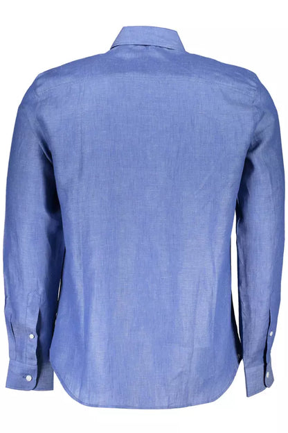 North Sails Elegant Blue Linen Long-Sleeve Shirt North Sails