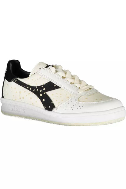 Diadora Elegant White Lace-Up Sneakers with Logo Accent Diadora