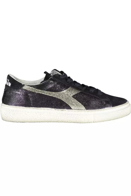 Diadora Elegant Black Lace-Up Sneakers with Contrasting Details Diadora