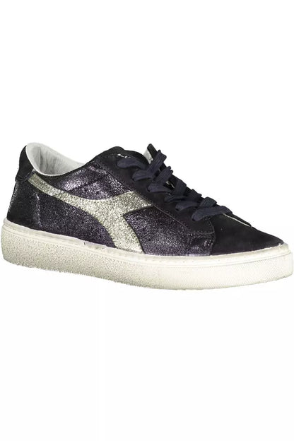 Diadora Elegant Black Lace-Up Sneakers with Contrasting Details Diadora