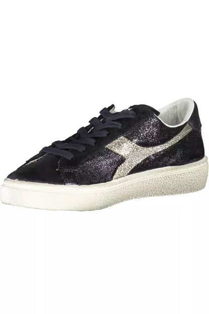 Diadora Elegant Black Lace-Up Sneakers with Contrasting Details Diadora