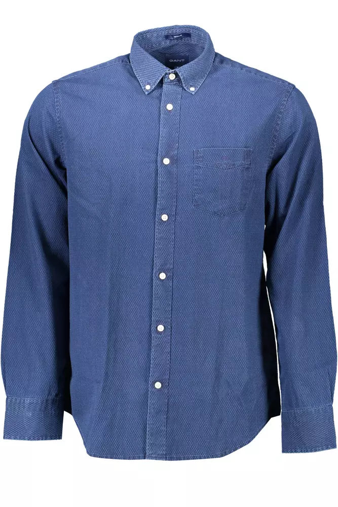 Gant Blue Cotton Regular Fit Men's Shirt Gant