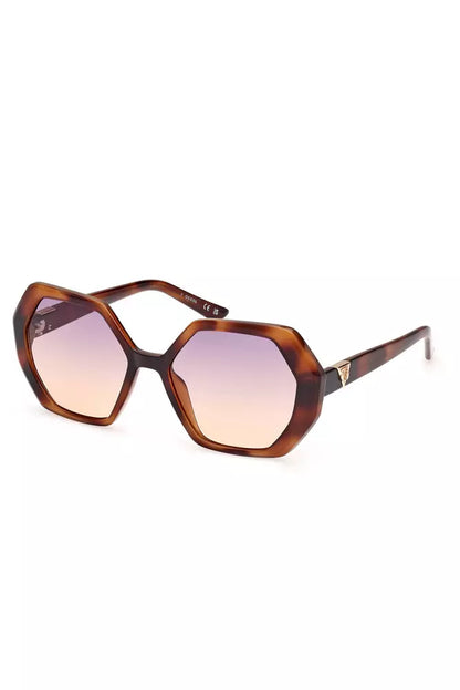 Guess Jeans Chic Hexagonal Brown Lens Sunglasses Guess Jeans