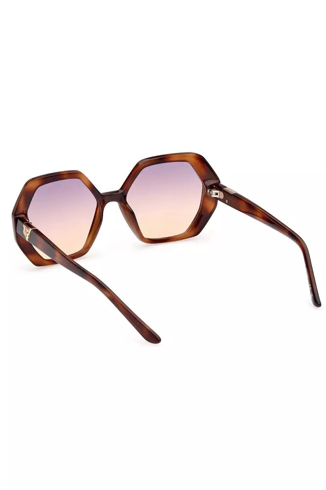 Guess Jeans Chic Hexagonal Brown Lens Sunglasses Guess Jeans