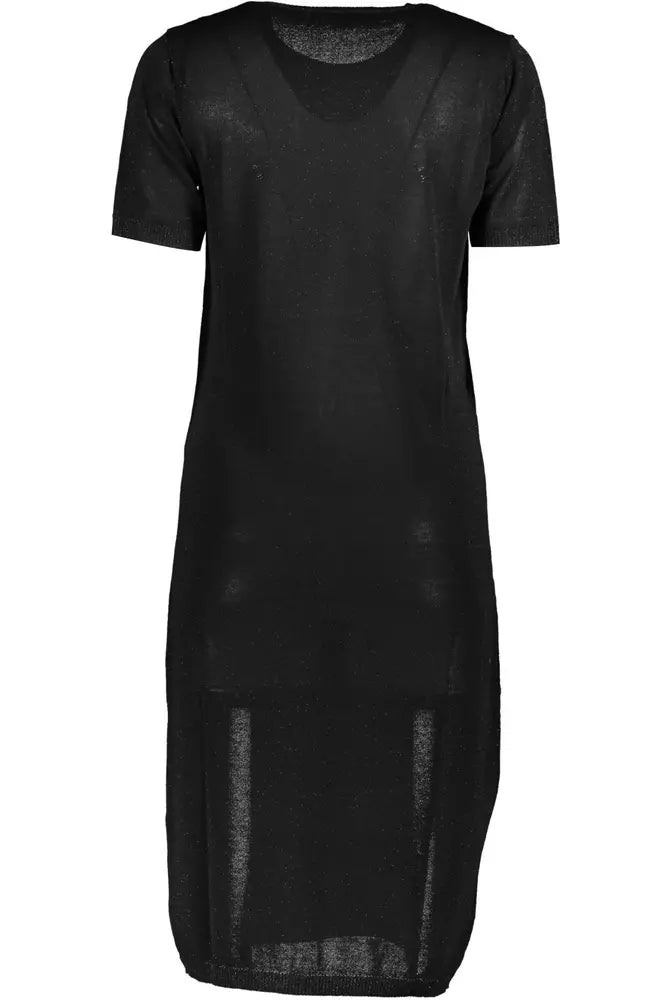 Cavalli Class Chic Black Embroidered Short Sleeve Dress Cavalli Class