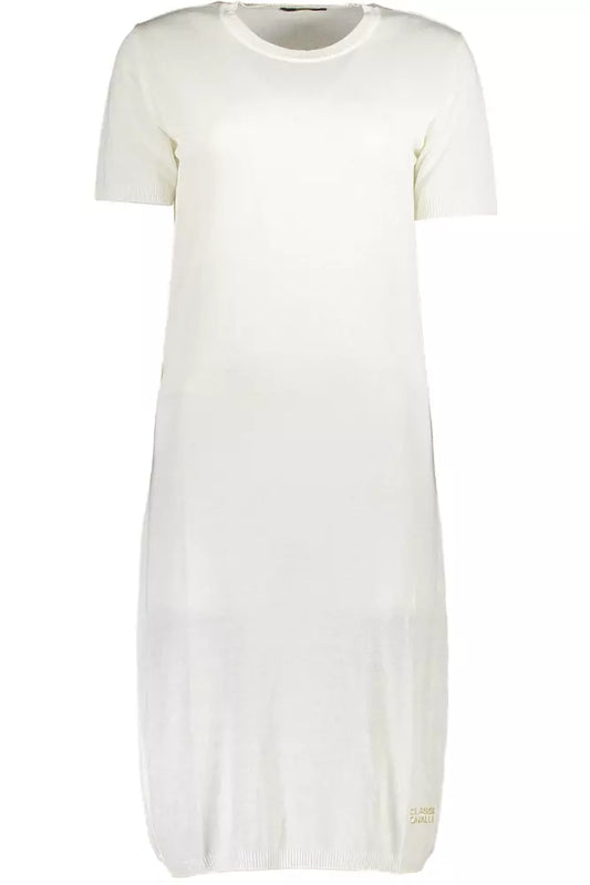 Cavalli Class Chic White Embroidered Short Dress Cavalli Class