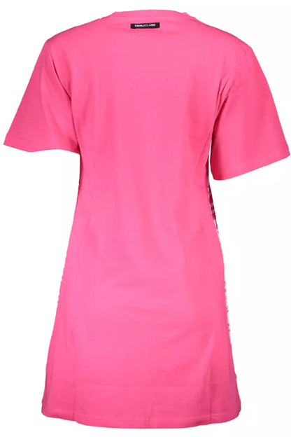 Cavalli Class Chic Pink Print Short Sleeve Dress Cavalli Class