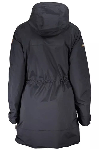 Napapijri Chic Black Hooded Jacket with Logo Detail Napapijri