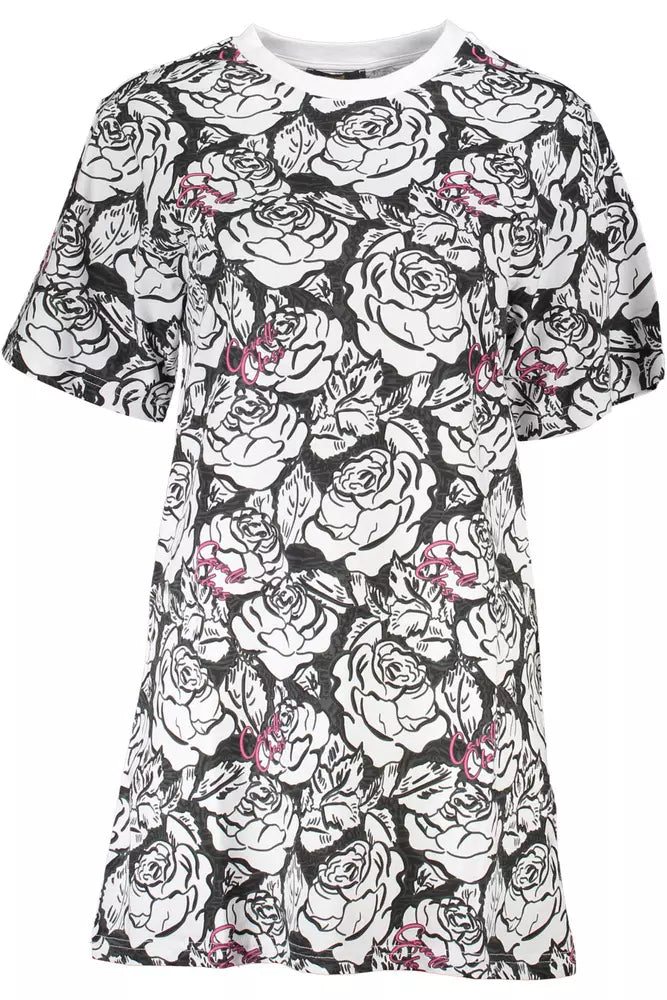 Cavalli Class Elegant Short Sleeve Round Neckline Printed Dress Cavalli Class