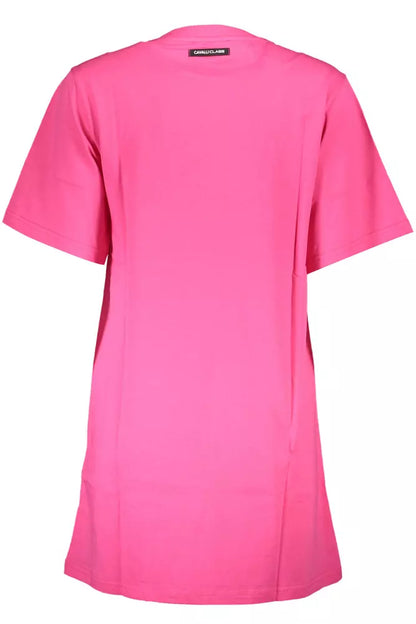 Cavalli Class Elegant Pink Cotton Dress with Chic Print Cavalli Class