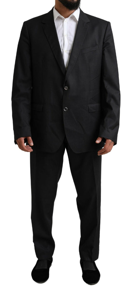 Dolce & Gabbana Elegant Black Virgin Wool Martini Suit Dolce & Gabbana