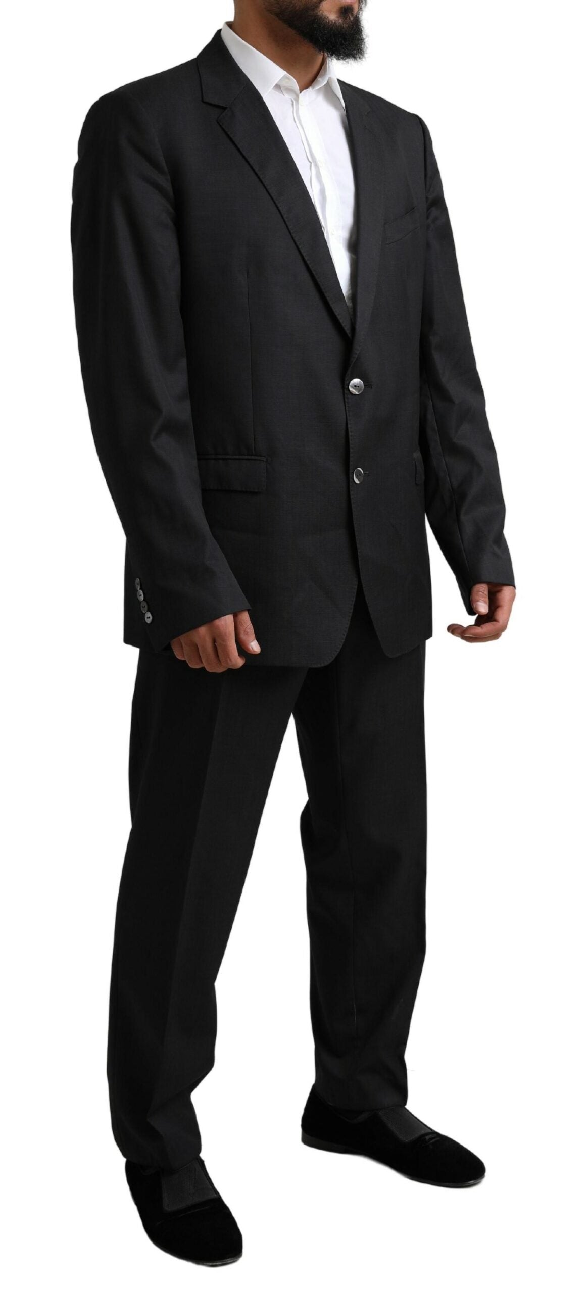 Dolce & Gabbana Elegant Black Virgin Wool Martini Suit Dolce & Gabbana