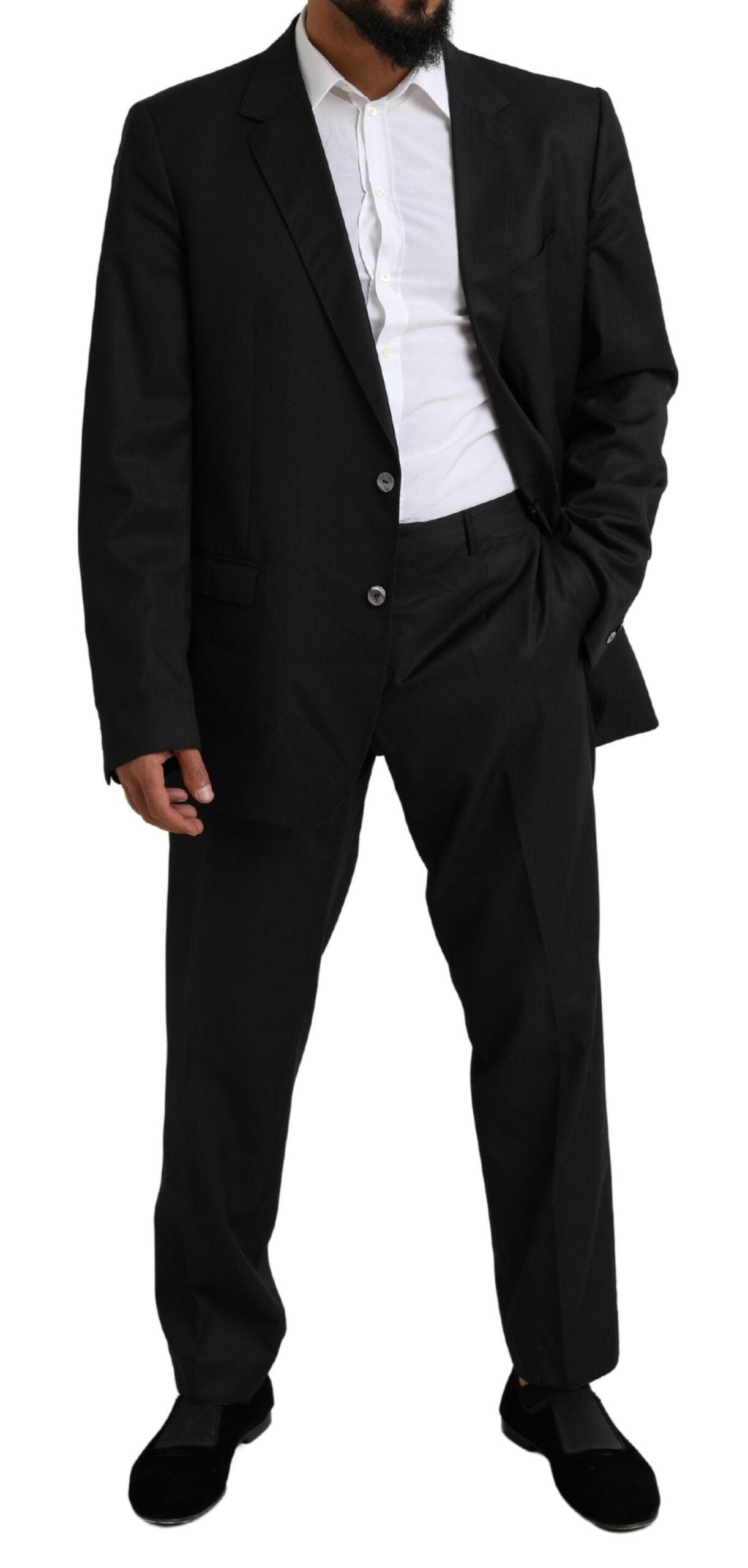 Dolce & Gabbana Elegant Black Virgin Wool Martini Suit Dolce & Gabbana