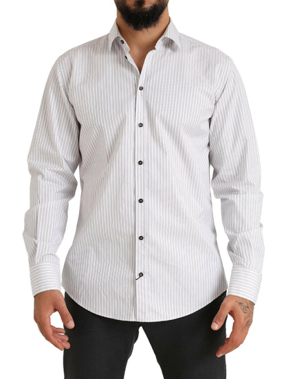 Dolce & Gabbana Elegant White Striped Cotton Dress Shirt Dolce & Gabbana